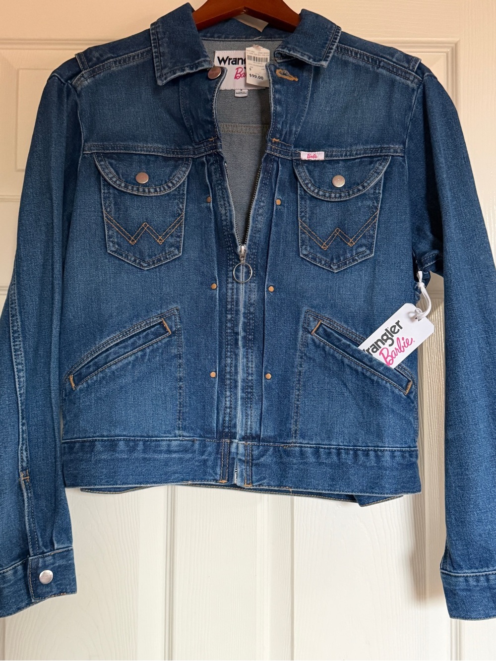 Wrangler Women's Dark Blue Denim Jacket with Zip